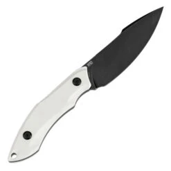 Tenable Luccio Fixed Blade Knife White G10 Handle 14C28N Plain Blackwash Blade G007A3