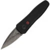 Kershaw Auto Launch 4 Button Lock Black Aluminum Handle Damascus Spear Point Plain Edge KS7500BLKDAM