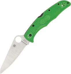Spyderco Pacific Salt Folding Knife Green FRN Handle Drop Point Plain Edge C91FPGR2