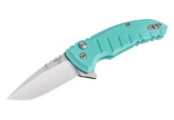 Hogue X1 Micro Knife Aqua Blue Aluminum Handle Drop Point Plain Edge HO24173