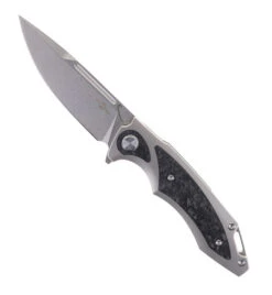 TwoSun Folding Knife Titanium/Carbon Fiber Handle 14C28N Plain Edge TS211