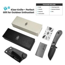 Kizer Deckhand Fixed Blade Knife Black G10/Micarta Handle D2 Plain Black Blade 1062A2