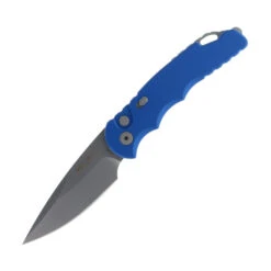 Protech TR-5 Auto Knife Blue Aluminum Handle Drop Point Plain Edge Stonewash Finish T501-BLUE