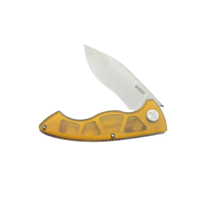 Kubey Timberwolf Folding Knife Yellow Ultem Handle 14C28N Kurki Plain Edge Stonewash Finish KU208E 4 Kubey Timberwolf Folding Knife Yellow Ultem Handle 14C28N Kurki Plain Edge Stonewash Finish KU208E - Image 2