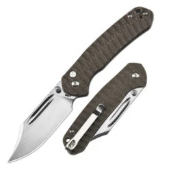 CJRB Pyrite Folding Knife Green Micarta Handle AR-SFII Bowie Plain Edge Sand Polish Finish J1942-ODG -White Mountain Knives Shop 42j 2 16457.1737732557