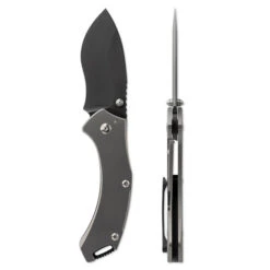Toor Knives XT1 Alpha Slate Folding Knife Gray Titanium Handle S35VN Plain Black Blade TKXTI
