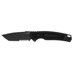 Kershaw Launch 16 Auto Knife Black Aluminum Handle CPM M4 Tanto Partially Serrated Black Blade 7105