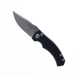 Defiant7 Valmara Auto Knife Black Aluminum Handle 154CM Plain Edge Stonewash Finish