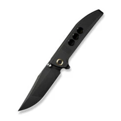 WE Ezinta Folding Knife Black Titanium Handle M390 Plain Black Blade WE22041-1