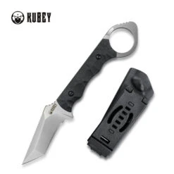 Kubey Wolf E-CQC Fixed Blade Knife Black G10 Handle D2 Plain Edge Satin Finish KU320A