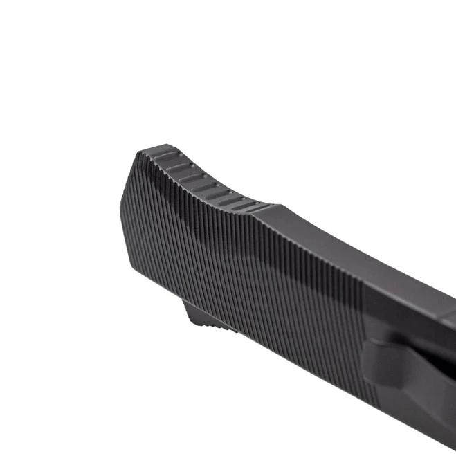 A5 Spear Point Out The Front Automatic Pocket Knife Black Aluminum Handle Dagger Plain Black Blade 6 A5 Spear Point Out The Front Automatic Pocket Knife Black Aluminum Handle Dagger Plain Black Blade - Image 4