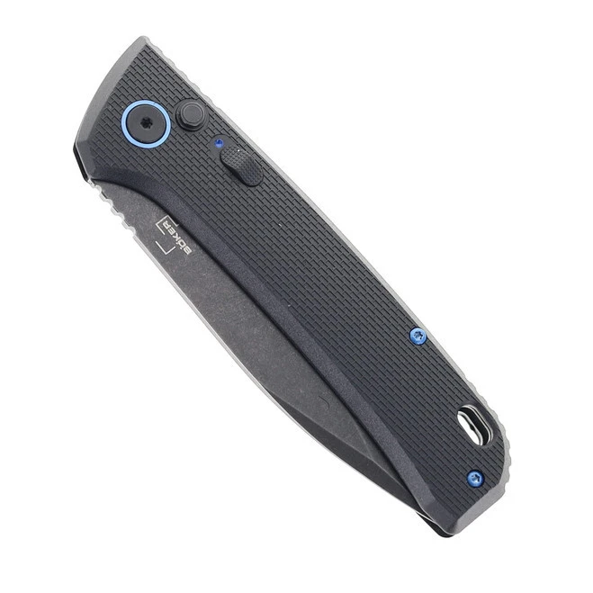Boker Automatic Knife Black Grivory Handle D2 Drop Point Plain Edge Black Stonewash Finish 01BO921 5 Boker Automatic Knife Black Grivory Handle D2 Drop Point Plain Edge Black Stonewash Finish 01BO921 - Image 3