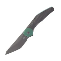 Bestech Excentric Folding Knife Titanium Handle M390 Plain Edge Dark Beadblast/Stonewash Finish BT2412C