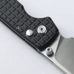 WMK Exclusive Vosteed Raccoon Button Lock Folding Knife Black Micarta Frag Pattern Handle 14C28N Plain Edge RC3SVM13 -White Mountain Knives Shop Black Micarta Frag 6 50763.1679577816