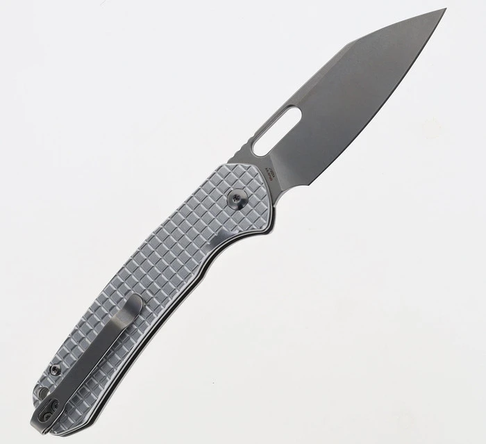 WMK Exclusive CJRB Pyrite Frag Pattern Button Lock Pocket Knife Aluminum Handle AR-RPM9 Wharncliffe Plain Edge Stonewash Finish J1925A-AL 4 WMK Exclusive CJRB Pyrite Frag Pattern Button Lock Pocket Knife Aluminum Handle AR-RPM9 Wharncliffe Plain Edge Stonewash Finish J1925A-AL - Image 2