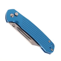 WMK Exclusive CJRB Pyrite Bowie J1942-ALBU Blue Aluminum Handle Button Lock AR-RMP9 Bowie Blade -White Mountain Knives Shop CJRB BOWIE PYRITE J1942 ALBU 01 52457.1714149365