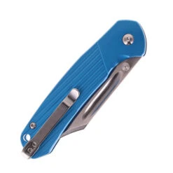 WMK Exclusive CJRB Pyrite Bowie J1942-ALBU Blue Aluminum Handle Button Lock AR-RMP9 Bowie Blade -White Mountain Knives Shop CJRB BOWIE PYRITE J1942 ALBU 03 09698.1714149364