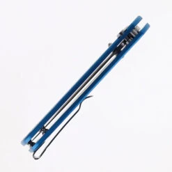 WMK Exclusive CJRB Pyrite Bowie J1942-ALBU Blue Aluminum Handle Button Lock AR-RMP9 Bowie Blade -White Mountain Knives Shop CJRB BOWIE PYRITE J1942 ALBU 04 38615.1714149364