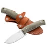 Lionsteel M2M Fixed Blade Knife Green Canvas Handle M390 Plain Edge Satin Finish M2M CVG