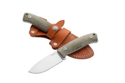 Lionsteel M2M Fixed Blade Knife Green Canvas Handle M390 Plain Edge Satin Finish M2M CVG