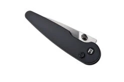 Hightron Birdidi Folding Knife Black Aluminum Handle D2 Plain Edge Satin Finish HK06BLKS