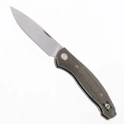 GiantMouse Knives ACE Farley SlipJoint Folding Knife Green Canvas Micarta Handle Elmax Plain Edge Stonewash Finish