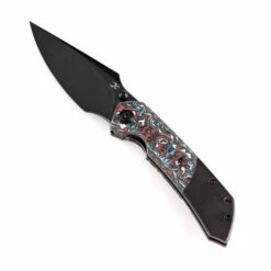 Kansept Fenrir Folding Knife Black Stonewash Titanium/Red/Black/White Carbon Fiber Handle S35VN Plain Edge Black Stonewash Finish K1034A10 -White Mountain Knives Shop K34 4 93009.1692234068