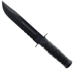Ka-Bar USA Fighting Fixed Blade Knife Black Kraton Handle 1095 Partially Serrated Black Blade KA1212