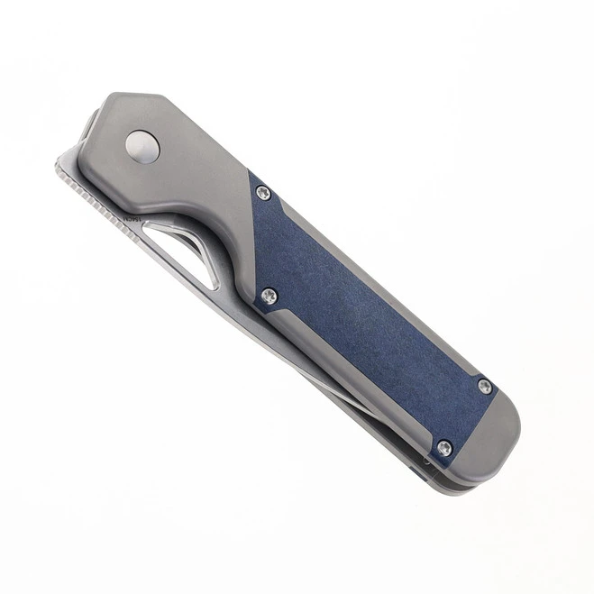 WMK Exclusive Kizer Militaw Pocket Knife Jonathan Style Titanium & Blue Richlite Handle 154CM Steel Ki3634E1 5 WMK Exclusive Kizer Militaw Pocket Knife Jonathan Style Titanium & Blue Richlite Handle 154CM Steel Ki3634E1 - Image 3