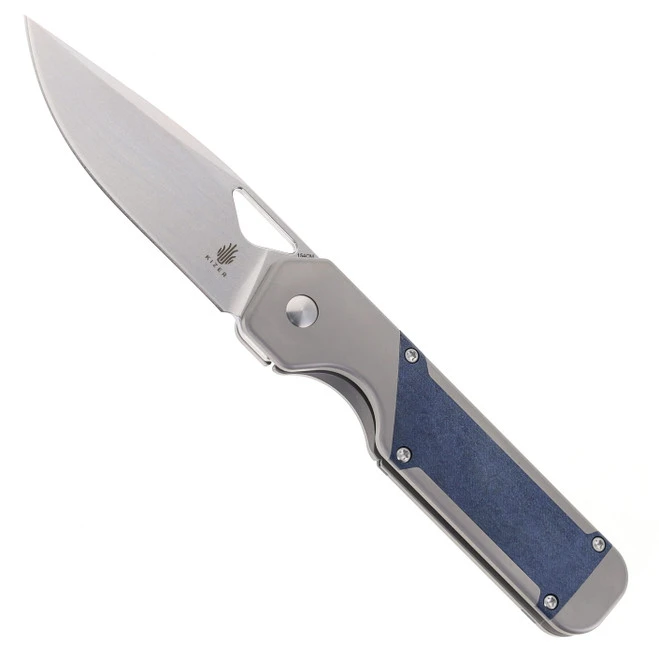 WMK Exclusive Kizer Militaw Pocket Knife Jonathan Style Titanium & Blue Richlite Handle 154CM Steel Ki3634E1 3 WMK Exclusive Kizer Militaw Pocket Knife Jonathan Style Titanium & Blue Richlite Handle 154CM Steel Ki3634E1