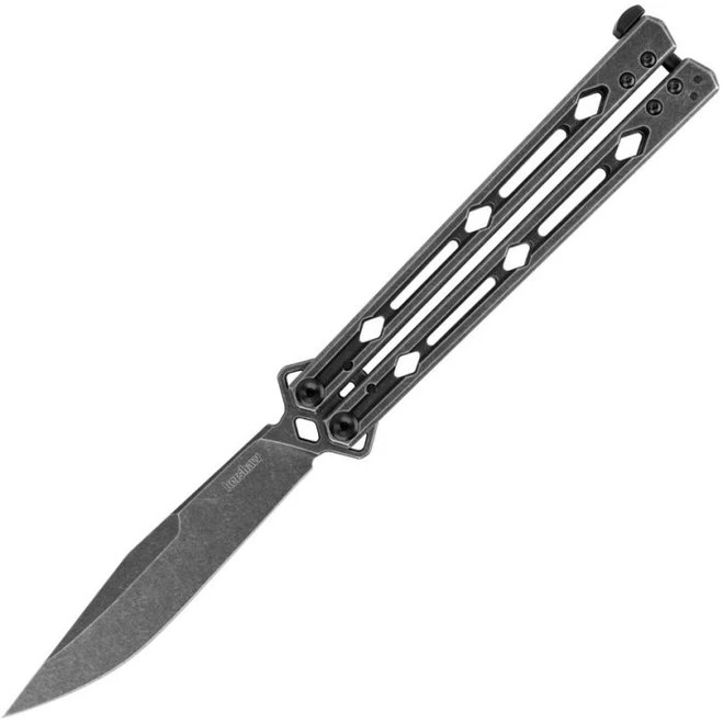 Kershaw Lucha Balisong Knife Blackwash Stainless Steel Handle 14C28N Drop Point Plain Edge 5150BW 3 Kershaw Lucha Balisong Knife Blackwash Stainless Steel Handle 14C28N Drop Point Plain Edge 5150BW