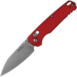 Kershaw Bel Air Folding Knife Red Aluminum Handle Magnacut Drop Point Plain Edge Stonewash Finish KS6105RDSW -White Mountain Knives Shop KS6105RDSW 99732.1746125260