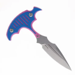 Kubey Fixed Blade Knife Pink/Blue G10 Handle 14C28N Spear Point Plain Edge Beadblast Finish KU242F