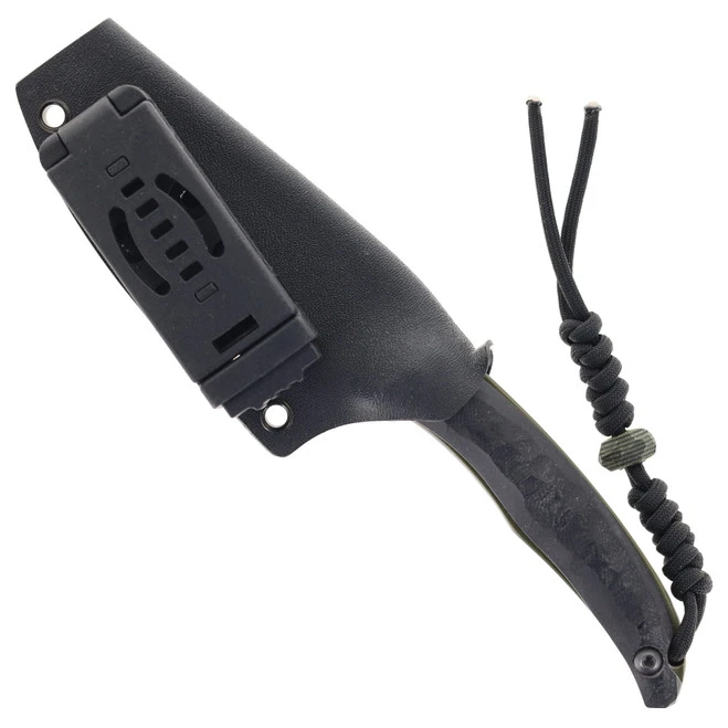 Max Tkachuk Custom Beshket Flat Grind Fixed Blade Knife Black/Green G10 Black Kydex Sheath 5 Max Tkachuk Custom Beshket Flat Grind Fixed Blade Knife Black/Green G10 Black Kydex Sheath - Image 3