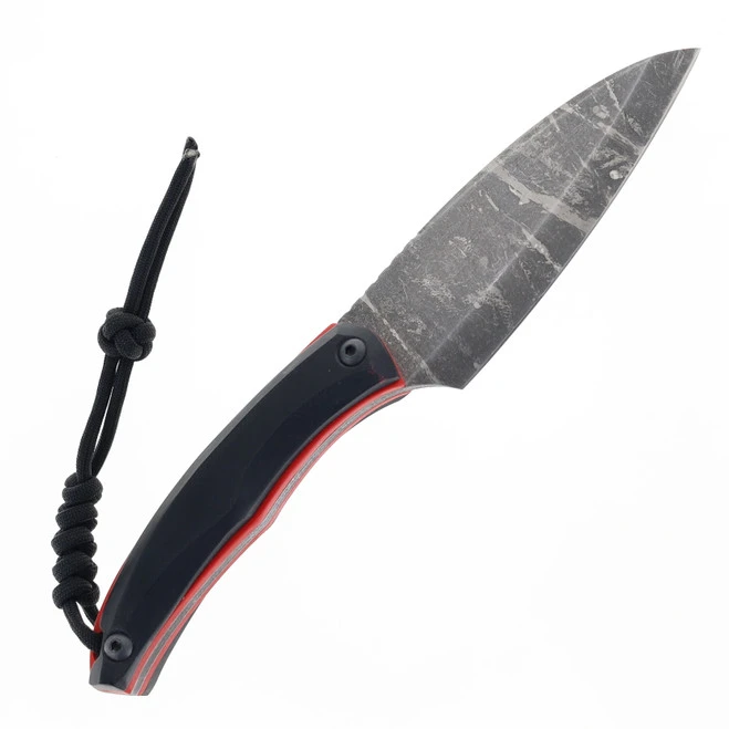 Max Tkachuk Custom Beshket Scandi Drop Point Fixed Blade Knife Black/Red G10 Red Kydex Sheath 4 Max Tkachuk Custom Beshket Scandi Drop Point Fixed Blade Knife Black/Red G10 Red Kydex Sheath - Image 2