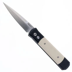 Pro-Tech 951 Godfather Auto Knife White Aluminum/Black Micarta Handle Satin Finish PT-951