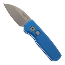 Pro-Tech Runt 5 Automatic Knife Blue Aluminum Handle Magnacut Wharncliffe Plain Edge Stonewash Finish R5301-BLUE