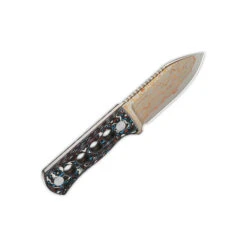QSP Canary Fixed Blade Knife Black/Blue/Red Carbon Fiber Handle Brass Copper Damascus Blade Plain Edge QS141-H -White Mountain Knives Shop QS141 H 3 06863.1690903911