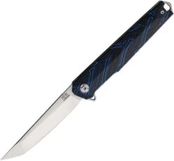Rough Ryder Reserve Folding Knife Black/Blue G10 Handle D2 Tanto Plain Edge Satin Finish RRR028