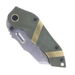 Sniper Blade Works DMF Folding Knife Green/Gold G10 Handle S35VN Reverse Tanto Plain Edge Satin Finish -White Mountain Knives Shop SNIPER DMF 05 79206.1747072132