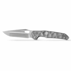 WMK Exclusive Vosteed Thunderbird Button Lock Flipper Pocket Knife Sculpted Gray Aluminum Handle Satin 154CM TB34VTA2H