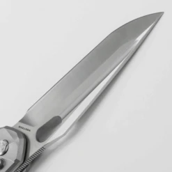 WMK Exclusive Vosteed Thunderbird Button Lock Flipper Pocket Knife Sculpted Gray Aluminum Handle Satin 154CM TB34VTA2H -White Mountain Knives Shop TB34VTA2H Stonewash 154CM Gray Aluminium 8 31294.1692292989