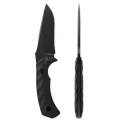 Toor Mullet Fixed Blade Knive Black Ebony Handle CPM 154 Plain Black Blade