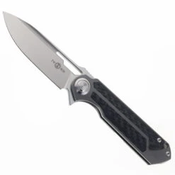 TwoSun Folding Knife Black Titanium/Carbon Fiber Handle YJ01-V1 Plain Edge TS226-YJ01-V1