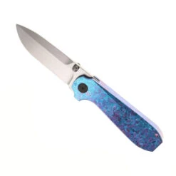 WMK Exclusive TUYA Knives Strength Integral Folding Knife Ice Blue Crystalized Titanium Handle M390 Blade