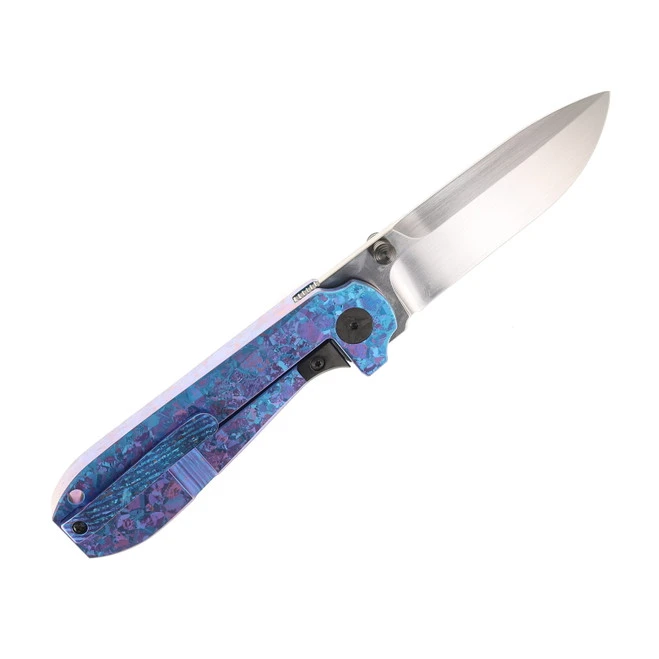 WMK Exclusive TUYA Knives Strength Integral Folding Knife Ice Blue Crystalized Titanium Handle M390 Blade 4 WMK Exclusive TUYA Knives Strength Integral Folding Knife Ice Blue Crystalized Titanium Handle M390 Blade - Image 2
