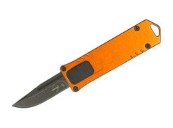 Boker USB OTF Auto Knife Burnt Orange Aluminum Handle D2 Plain Black Blade 06EX275SOI