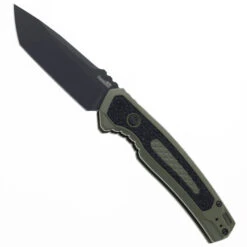 Kershaw Launch 16 Side Opening Auto Knife Olive/Black Aluminum Handle Tanto M4 Plain Black Blade 7105OLBLK