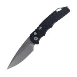 Protech TR-5 Auto Knife Black Aluminum Handle S35VN Drop Point Plain Edge Stonewash Finish T505-F