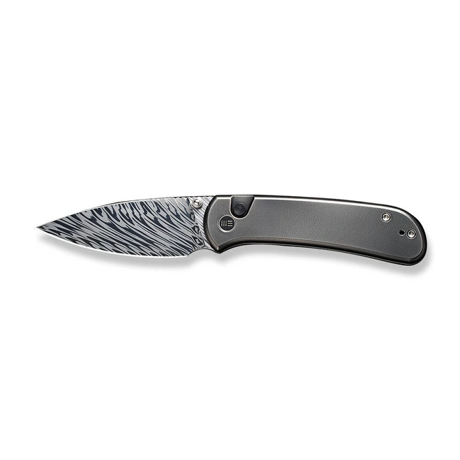 WE Qubit Folding Knife Polished Gray Orange Peel Titanium Handle Damasteel Drop Point Plain Edge WE22030F-DS1 10 WE Qubit Folding Knife Polished Gray Orange Peel Titanium Handle Damasteel Drop Point Plain Edge WE22030F-DS1 - Image 8
